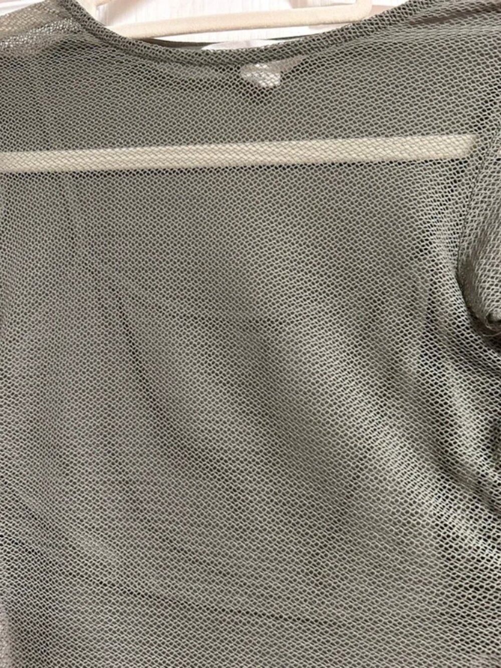 Olive Glassons Womens Mesh Short Sleeve Crop Top - Picture 4 of 5